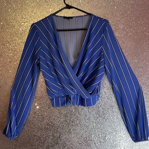 Sky Blue Overlapped Blouse